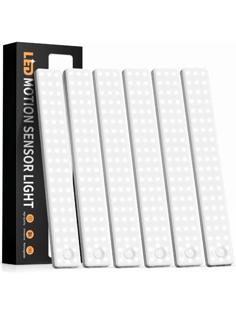 6 Pack Motion Sensor Under Cabinet Lights, USB Rechargeable LED Dimmable Indoor